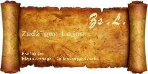 Zséger Lajos névjegykártya